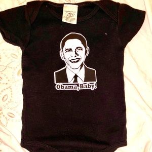 Obama baby onesie 6-12 months, unisex, black shortsleeved onesie